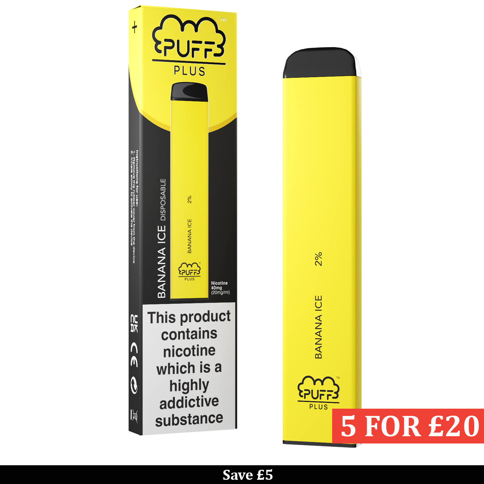 PUFF BAR PLUS BANANA ICE 600 DISPOSABLE VAPE 24hours alcohol delivery