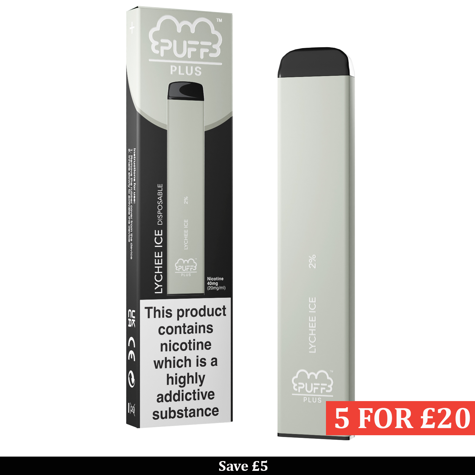 PUFF BAR PLUS LYCHEE ICE 600 DISPOSABLE VAPE 24hours alcohol delivery